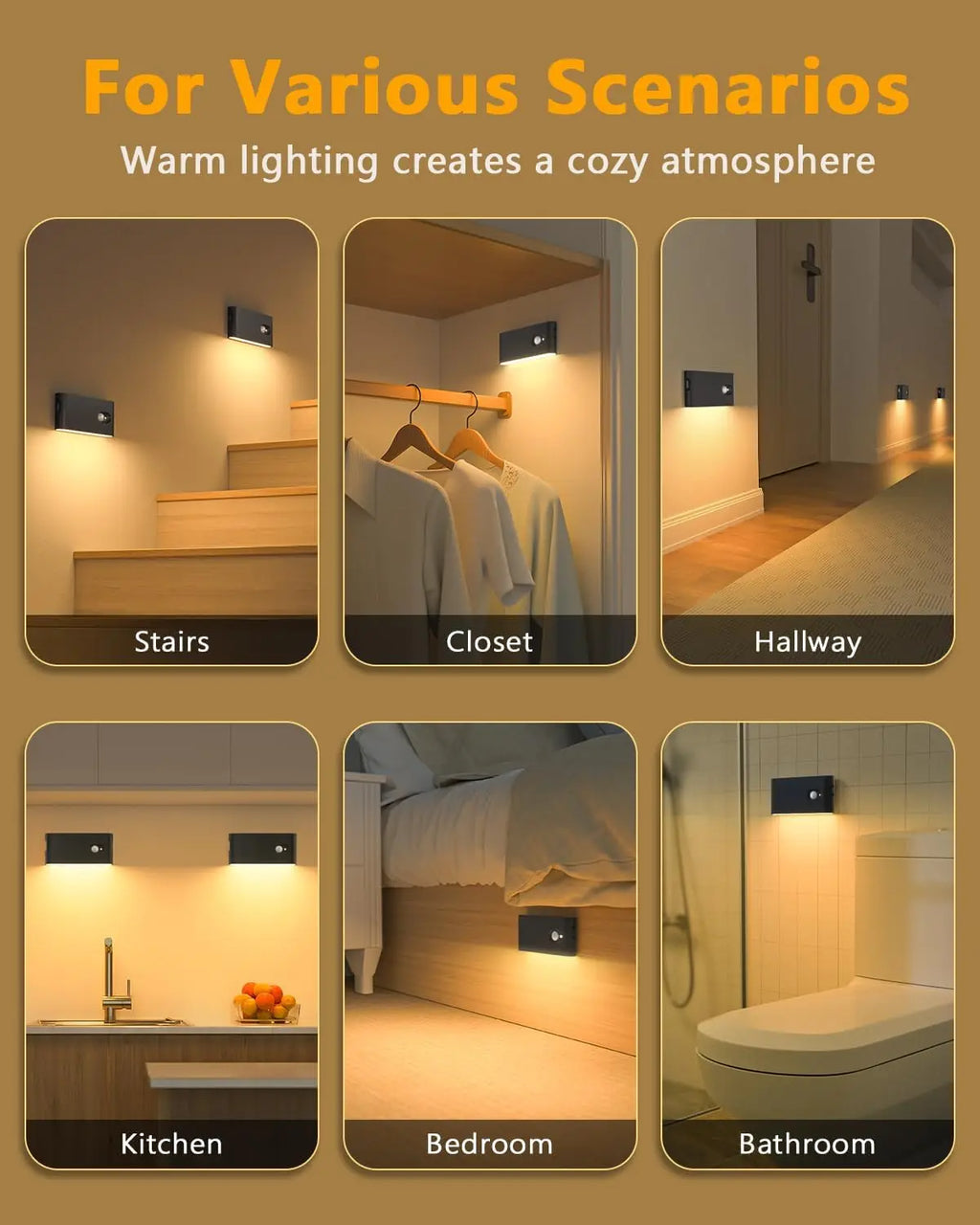 Luz Nocturna LED Recargable con Sensor de Movimiento