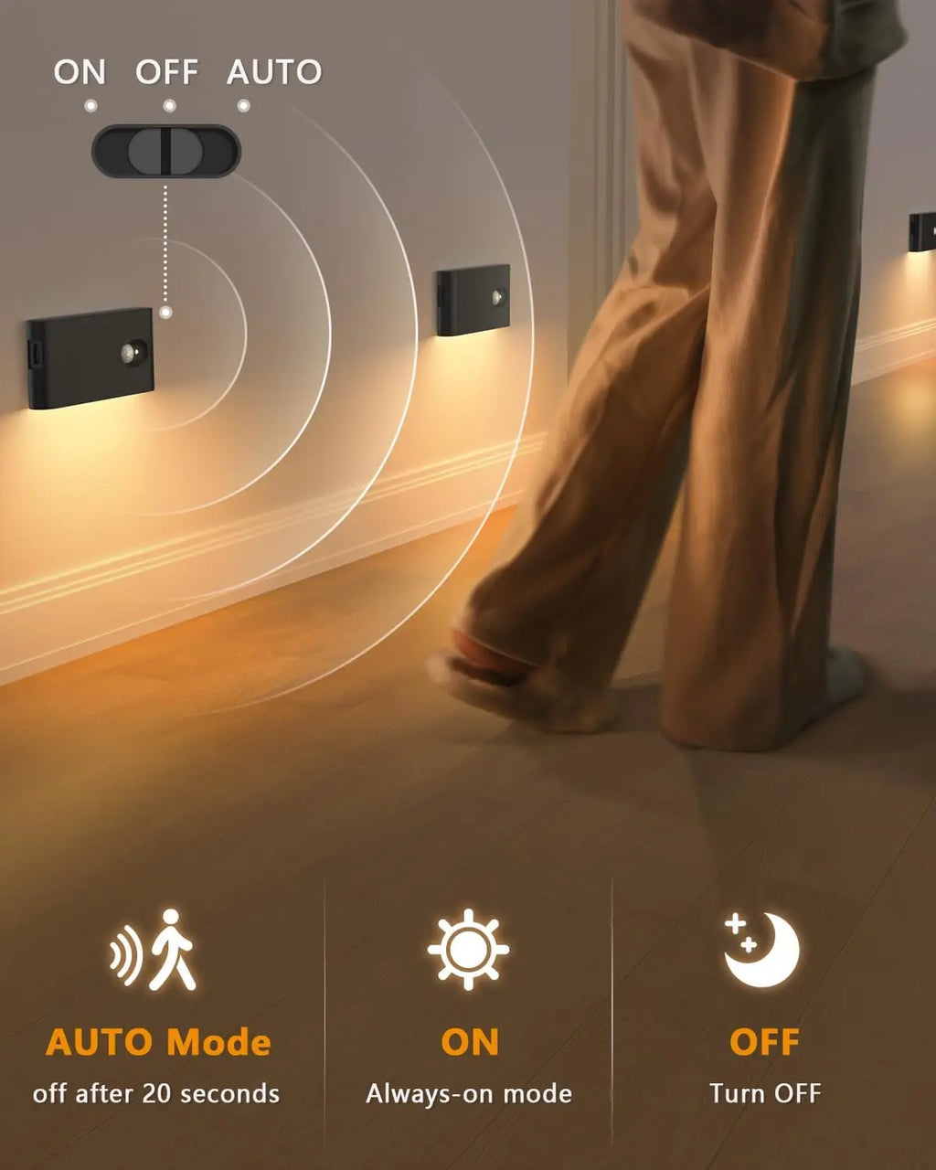 Luz Nocturna LED Recargable con Sensor de Movimiento