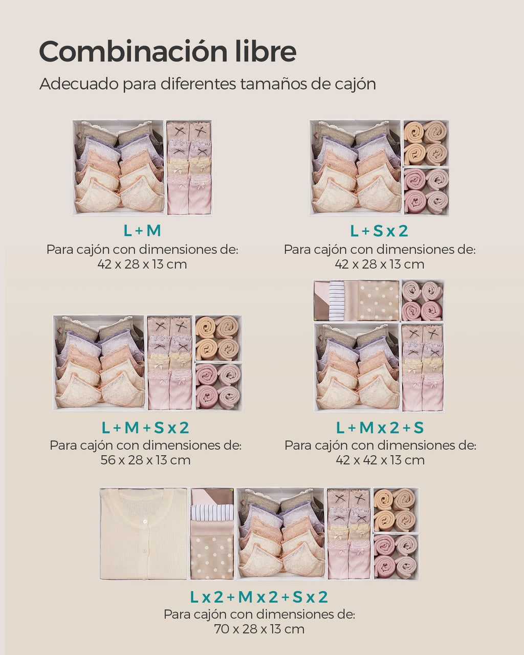 Juego de 12 Organizadores de Cajones Plegables